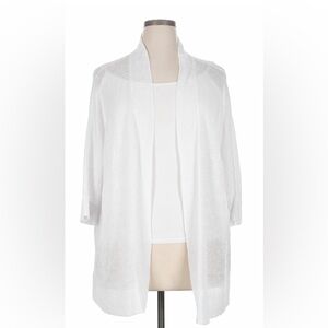 $500 Eileen Fisher white Organic linen twin set blouse + cardigan